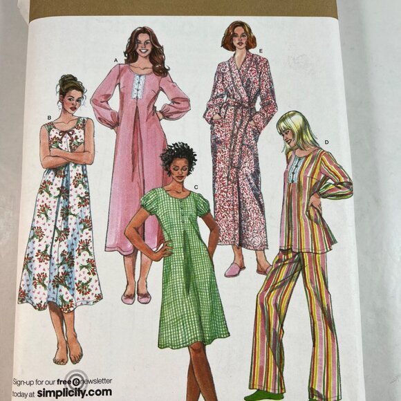 Simplicity 3636 Nightgown Pajamas Robe Karen Z Misses Miss Petite Sz 8-16 UNCUT - Picture 4 of 9